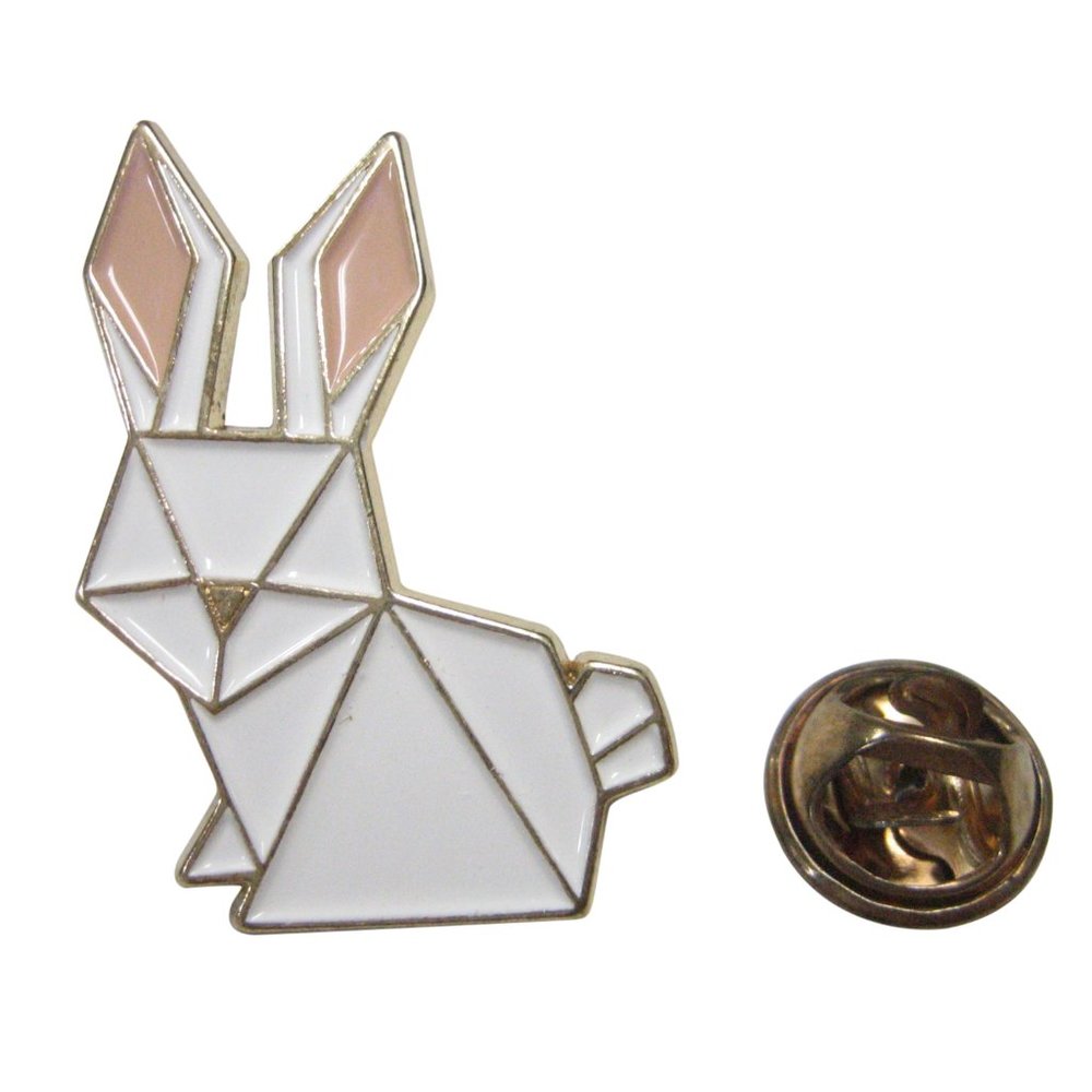 White Toned Origami Rabbit Hare Lapel Pin